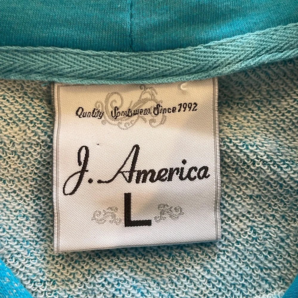 J. America Women's Teal Sparkle Hoodie Sweatshirt‎ Large
